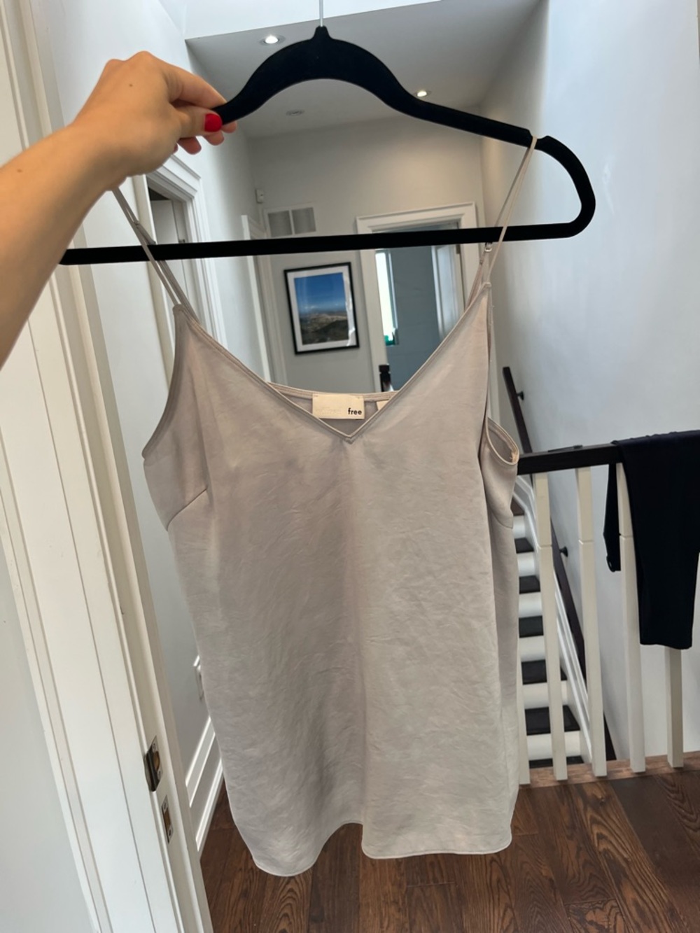 Wilfred Pale Gray Satin V-Neck Camisole